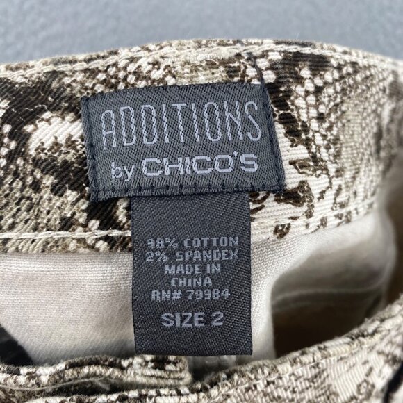 Chicos Skirt Womens 2 US 12 Brown Snake Print Denim Knee Length Stretch Straight - Picture 7 of 11